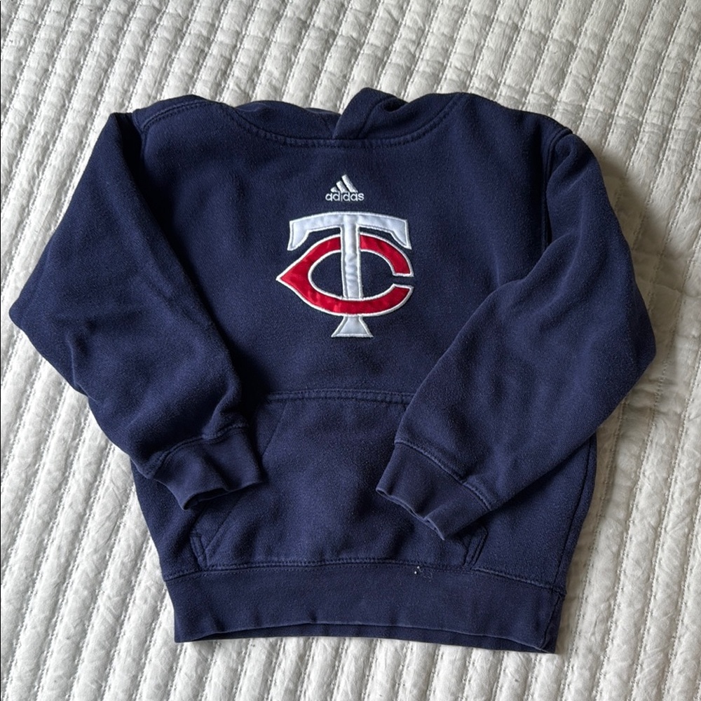 Adidas Dark Blue Sweatshirt with Red and White Emblem